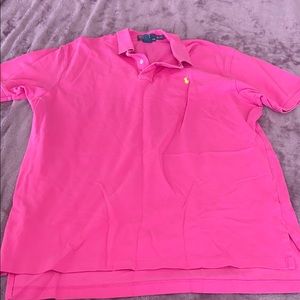 Men’s pink polo w yellow horse size XL
